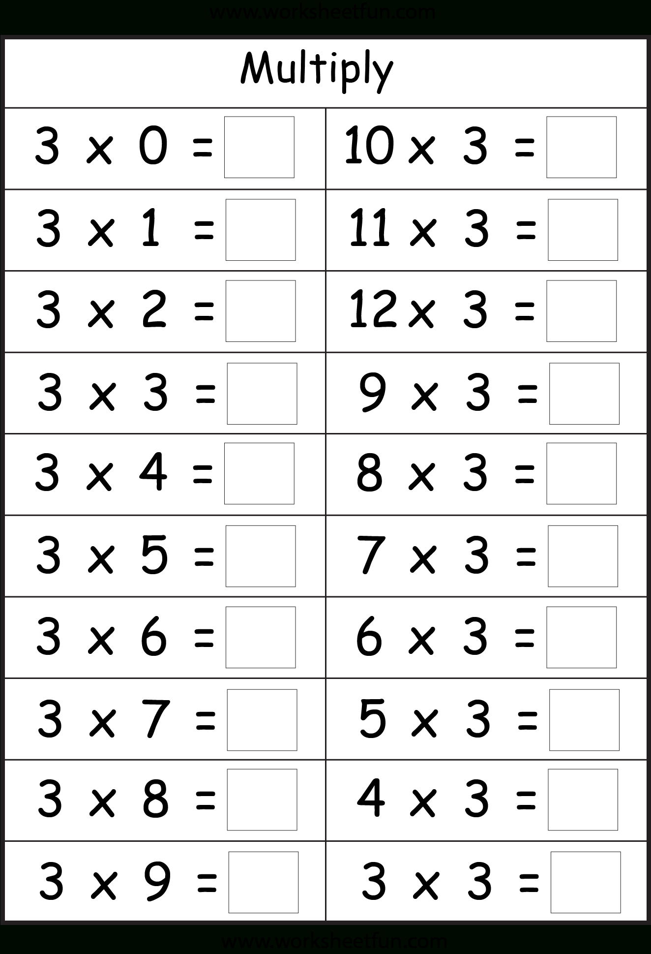 Free Online Multiplication Worksheets Printable