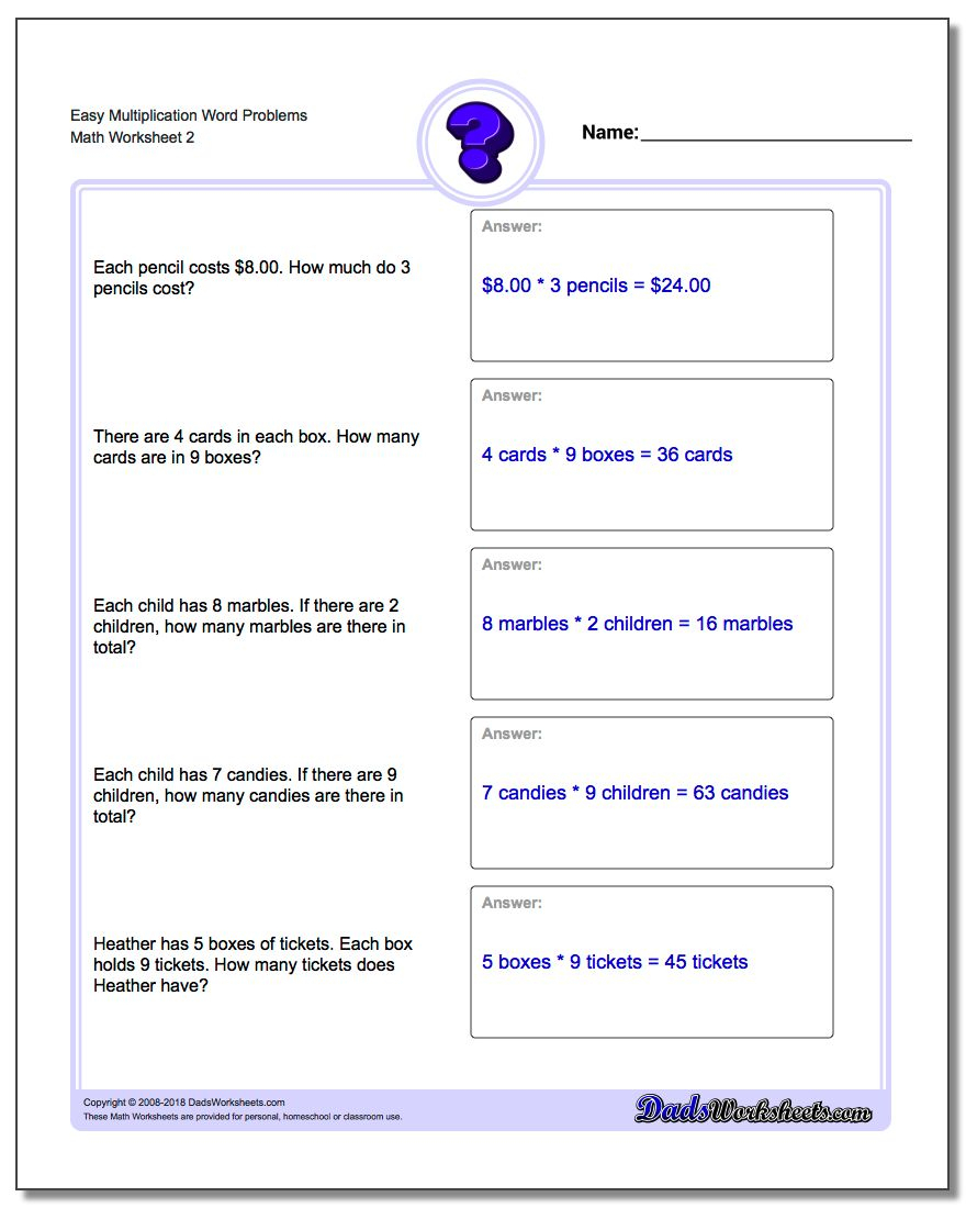 Multiplication Worksheets Ten Word Problems Kids Math for Multiplication Worksheets 50 Problems