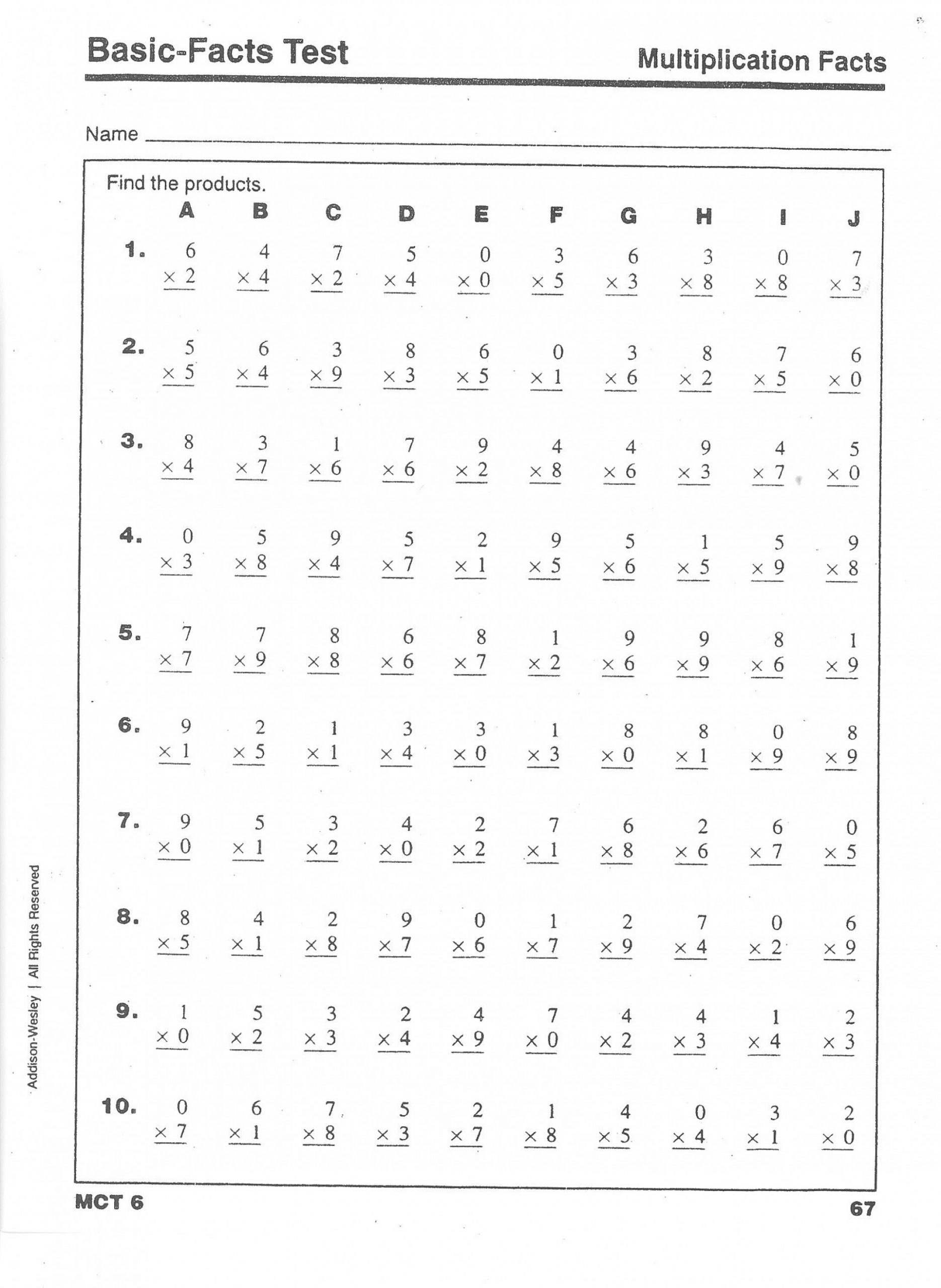 Multiplication Worksheets Two Minute Tests And Math Facts inside Printable Multiplication Timed Tests