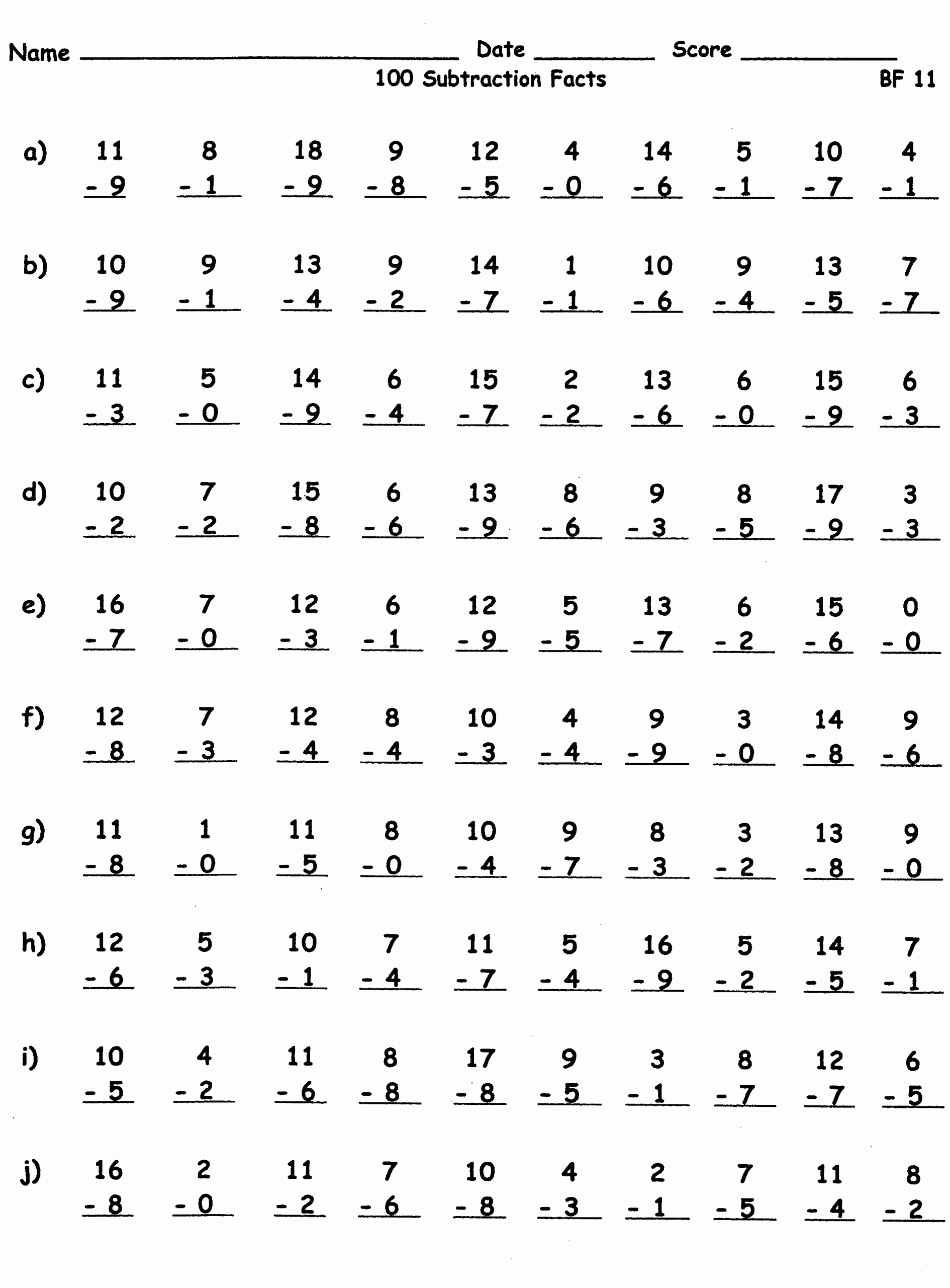 Multiplication Worksheets Two Minute Tests And Math Facts with Printable Multiplication Problems 100