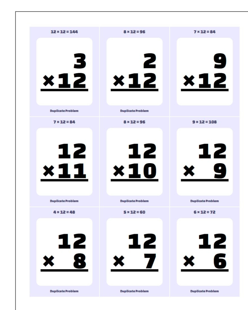 Multiplication10, 11, 12 Flash Cards with Printable Multiplication Flashcards 0-12
