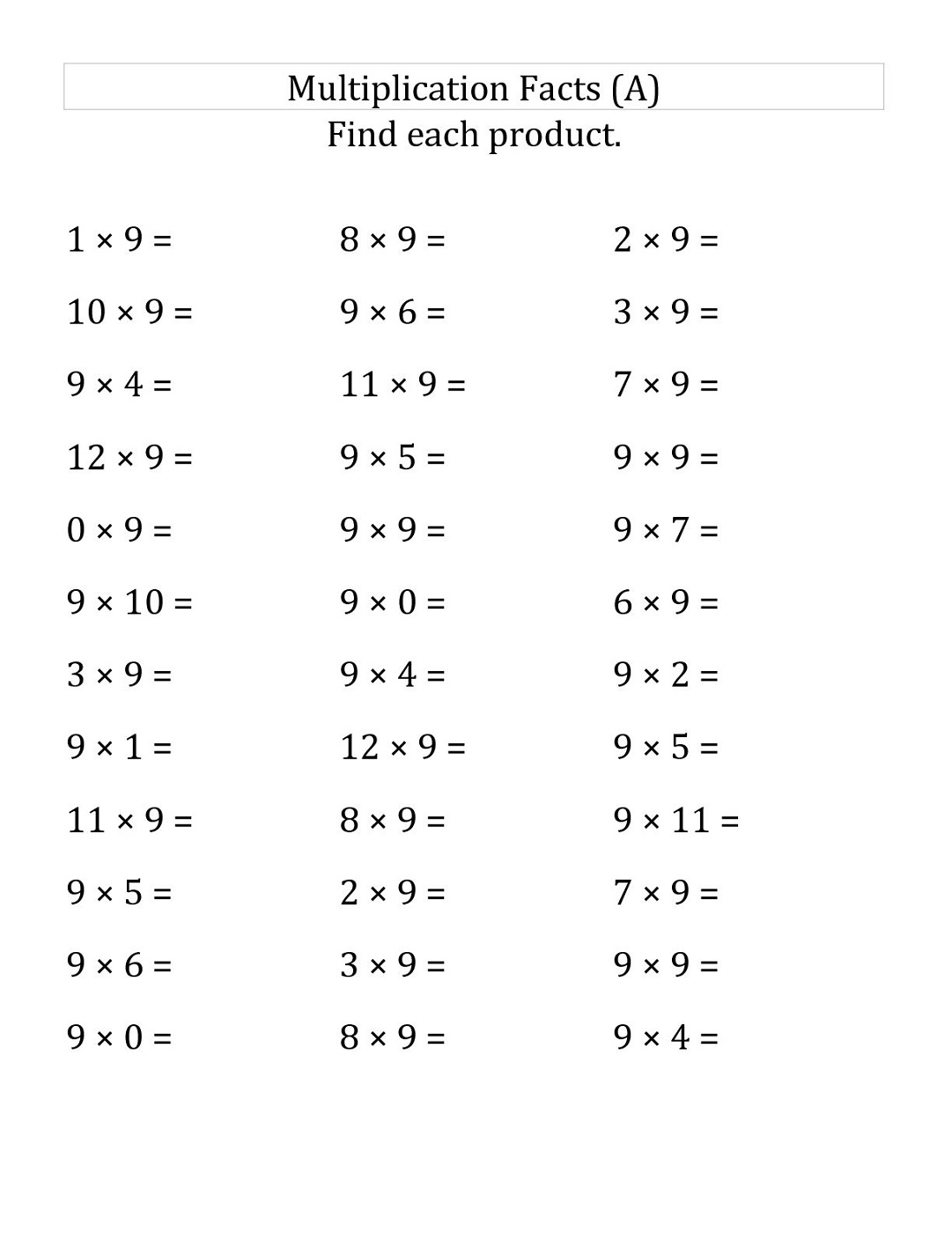 Multiply9 Worksheets | Printable Shelter in Multiplication Worksheets Horizontal Multiply9 Worksheets | Printable Shelter in Multiplication Worksheets Horizontal
