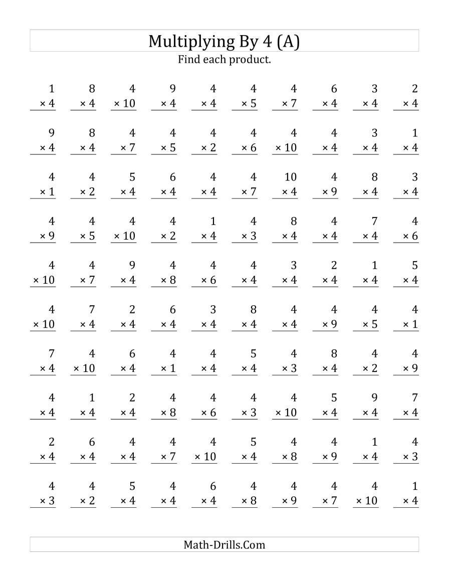 Multiplying (1 To 10)4 (A) intended for Multiplication Worksheets 4S Multiplying (1 To 10)4 (A) intended for Multiplication Worksheets 4S