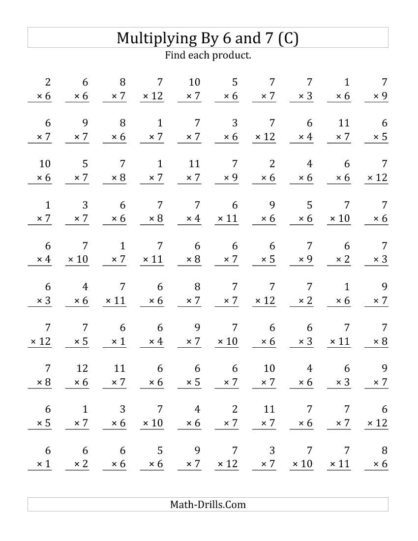 Multiplying 1 To 126 And 7 (C) | Multiplication Facts pertaining to Free Printable 7 Multiplication Worksheets
