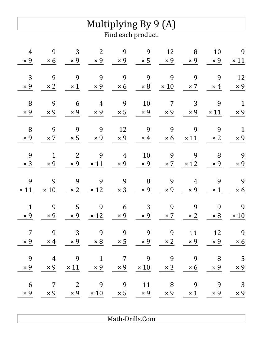 Multiplying 1 To 129 (All) | Multiplication Facts in Printable Multiplication Worksheets 0-12