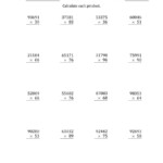 Multiplying 5-Digit2-Digit Numbers (A) with 5&amp;#039;s Multiplication Worksheets