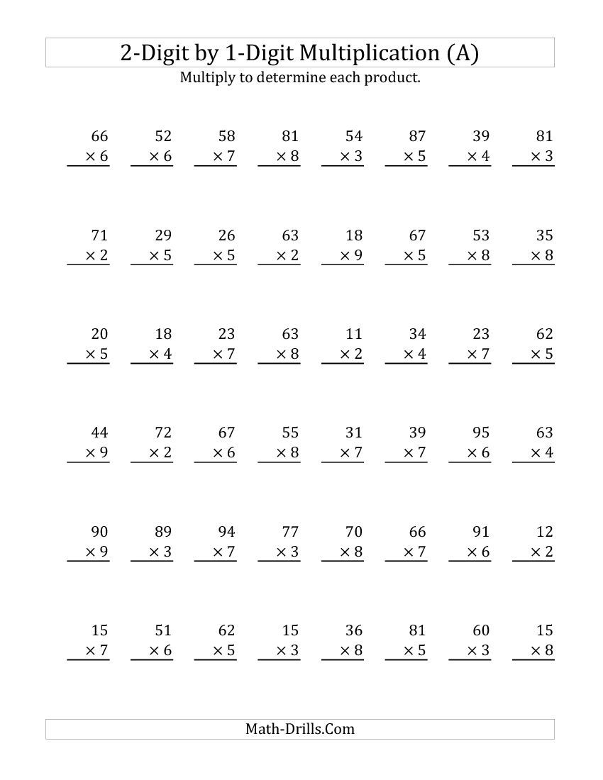 Multiplying A 2-Digit Numbera 1-Digit Number (All regarding Multiplication Worksheets X3 And X4