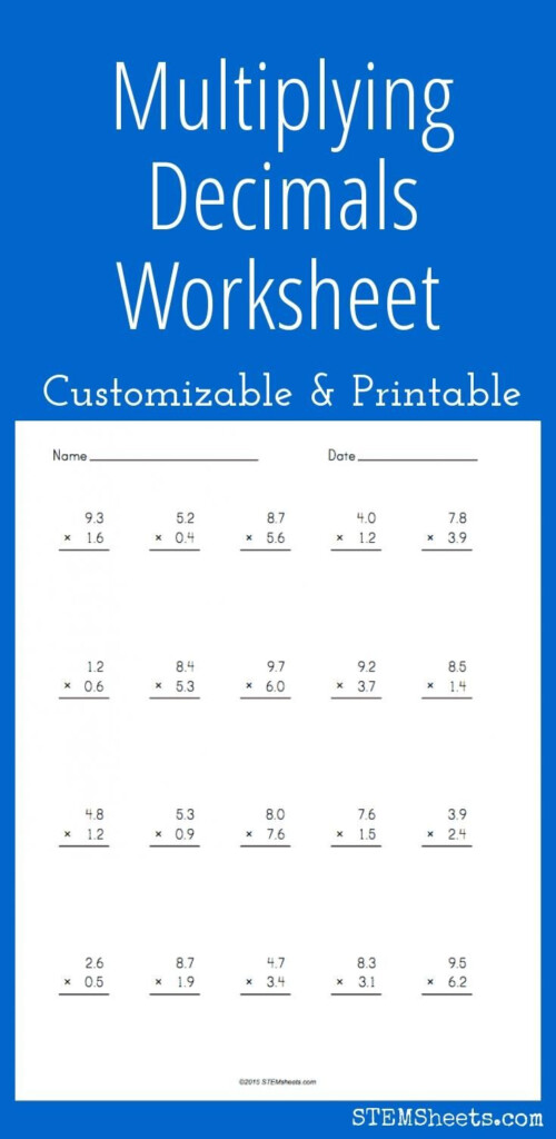 Multiplying Decimals Worksheet   Customizable And Printable With Regard To Worksheets Multiplication Of Decimals