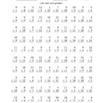 Multiplying9 To 11 With Factors 1 To 12 (100 Questions) (A) In Multiplication Worksheets Up To 10
