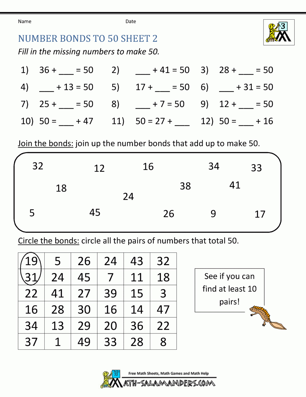 Number Bonds Worksheets To 100 for Multiplication Worksheets Hundreds Number Bonds Worksheets To 100 for Multiplication Worksheets Hundreds
