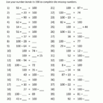Number Bonds Worksheets To 100 For Printable Multiplication Problems 100