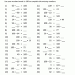 Number Bonds Worksheets To 100 for Printable Multiplication Problems 100