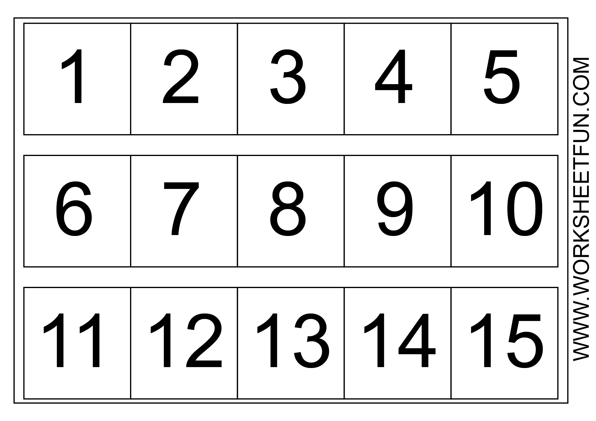 Number Chart 1-15 | Number Worksheets Kindergarten, Number within Printable Multiplication Flash Cards 1-15