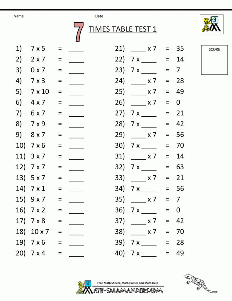Pin On Korrutustabel inside Free Printable 7 Multiplication Worksheets