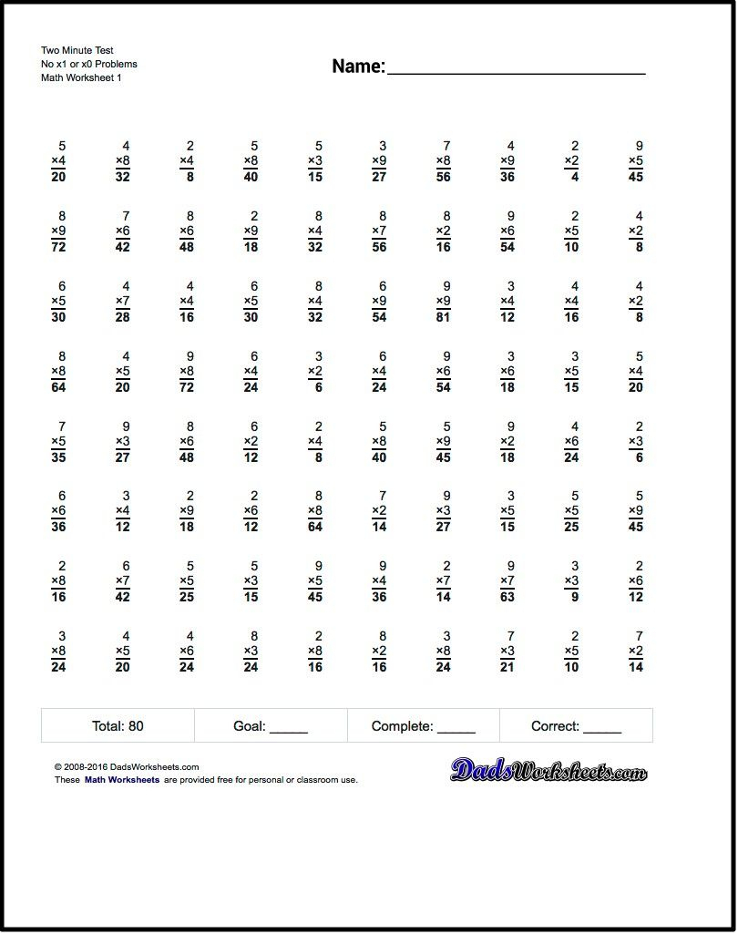 Mad Minute Multiplication Worksheet Generator