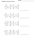 Print The Free Matrix Multiplication Algebra 2 Worksheet Inside Printable Multiplication 2X2