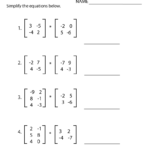 Print The Free Matrix Multiplication Algebra 2 Worksheet inside Printable Multiplication 2X2