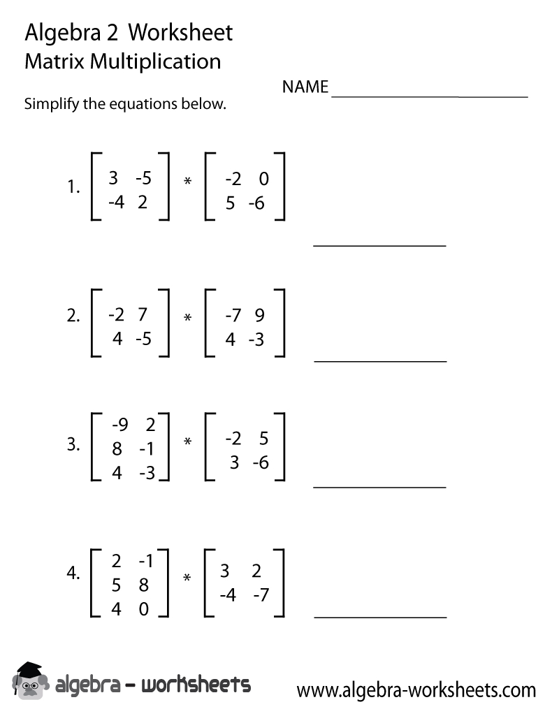 Print The Free Matrix Multiplication Algebra 2 Worksheet inside Printable Multiplication 2X2 Print The Free Matrix Multiplication Algebra 2 Worksheet inside Printable Multiplication 2X2