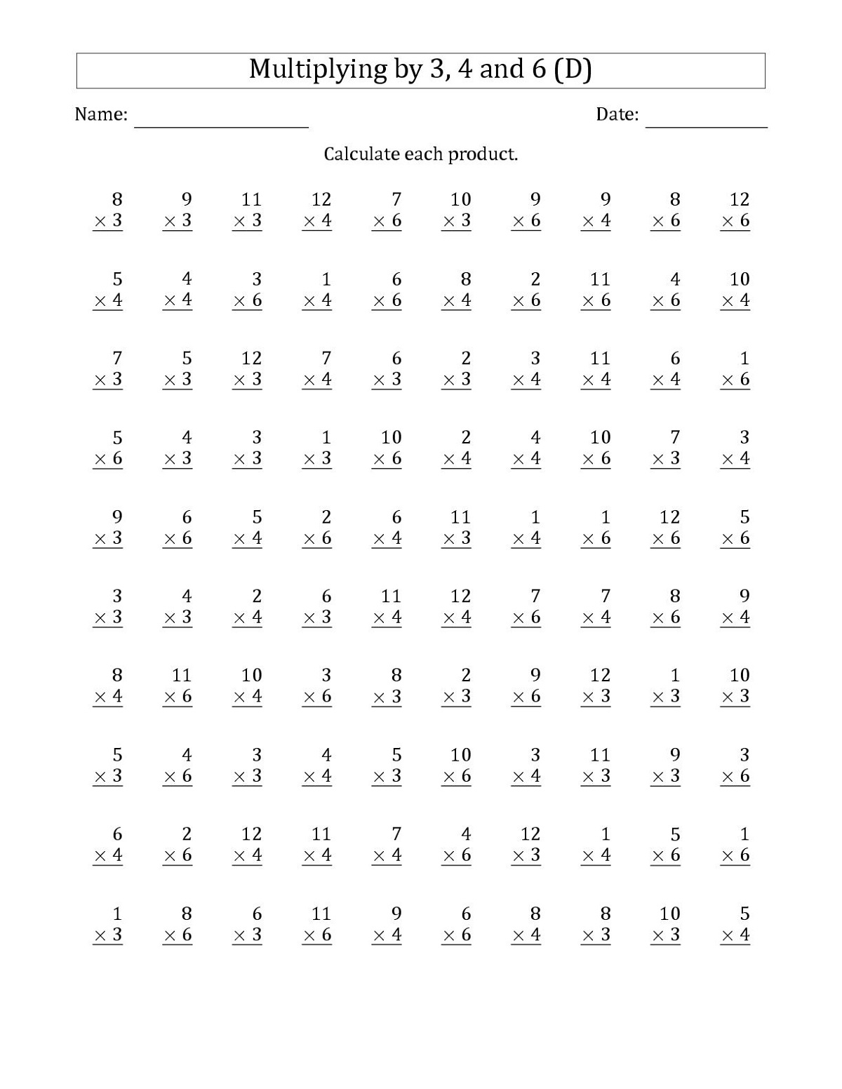 Printable Basic Math Worksheet | Printable Worksheets And inside Multiplication Worksheets X3 And X4