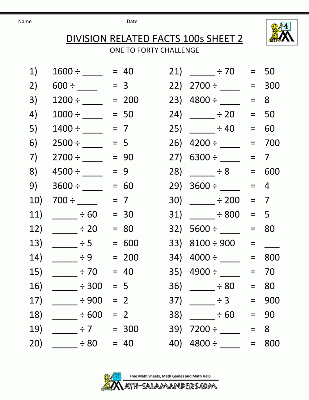Printable Division Sheets intended for Multiplication Worksheets Online