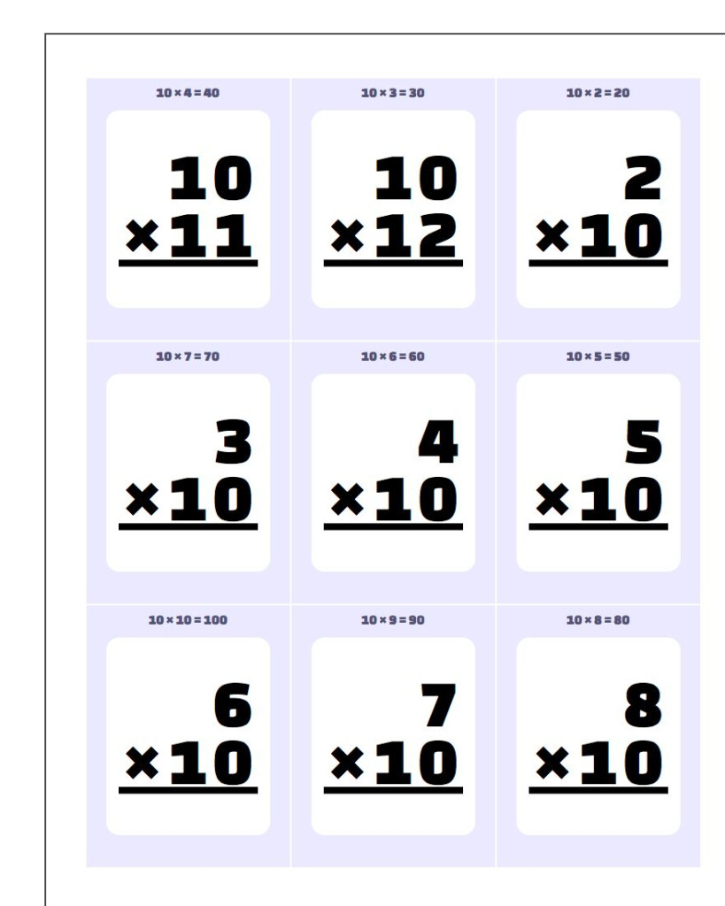 Printable Flash Cards Throughout Printable Multiplication Flash Cards
