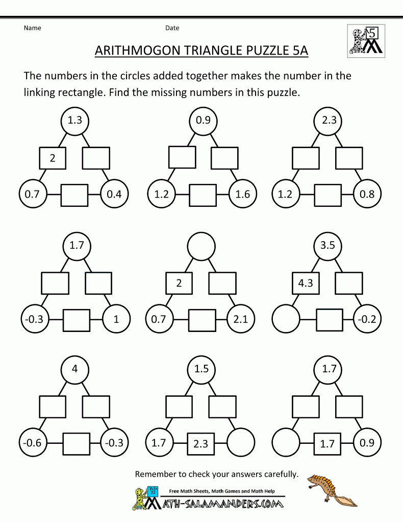 Printable Math Puzzles 5Th Grade | Maths Puzzles, Math with Printable Multiplication Puzzles