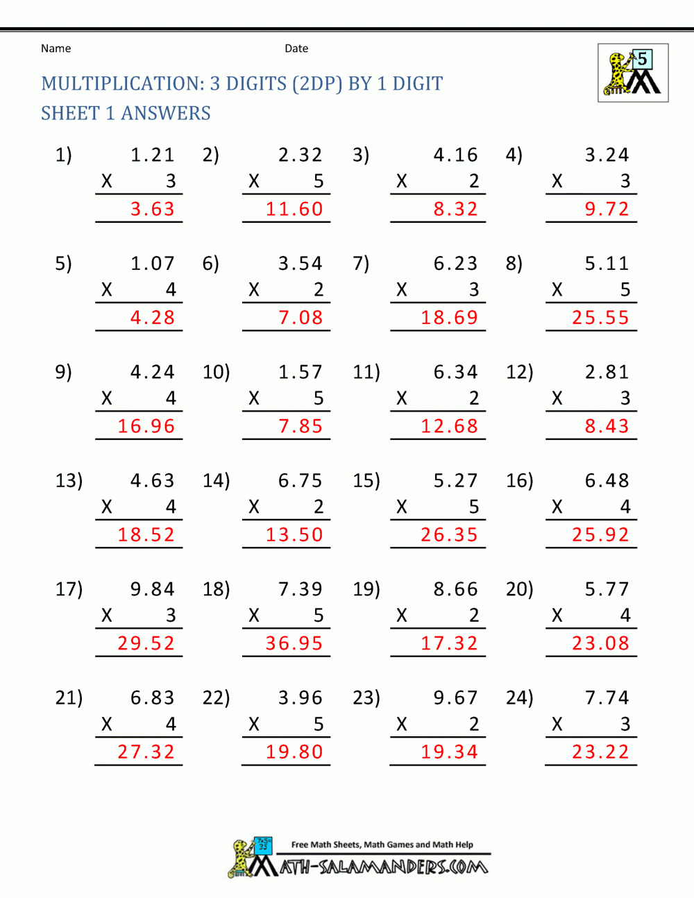 Printable Multiplication Sheet 5Th Grade inside Printable Multiplication Sheet