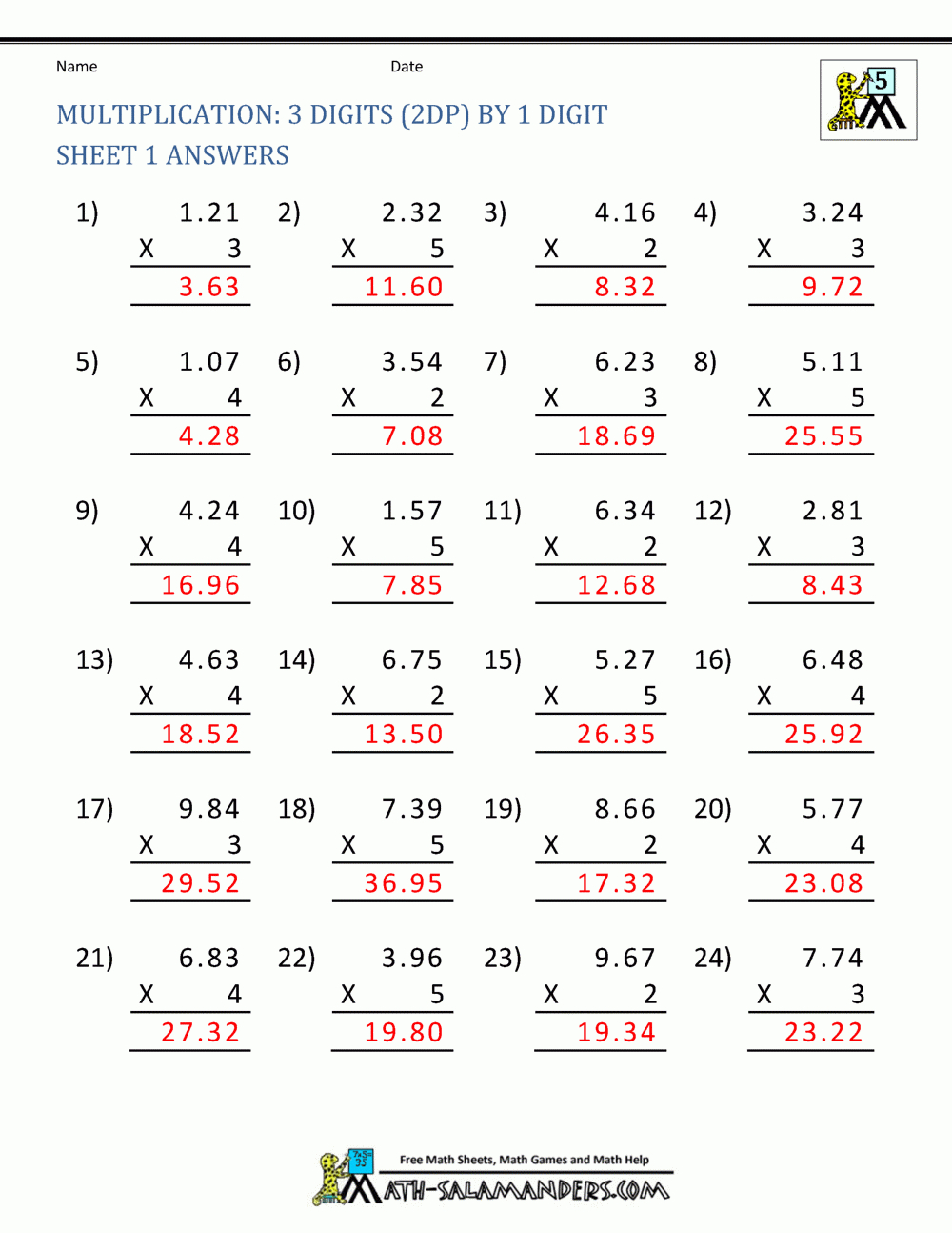 Printable Multiplication Sheet 5Th Grade regarding Printable Decimal Multiplication Games