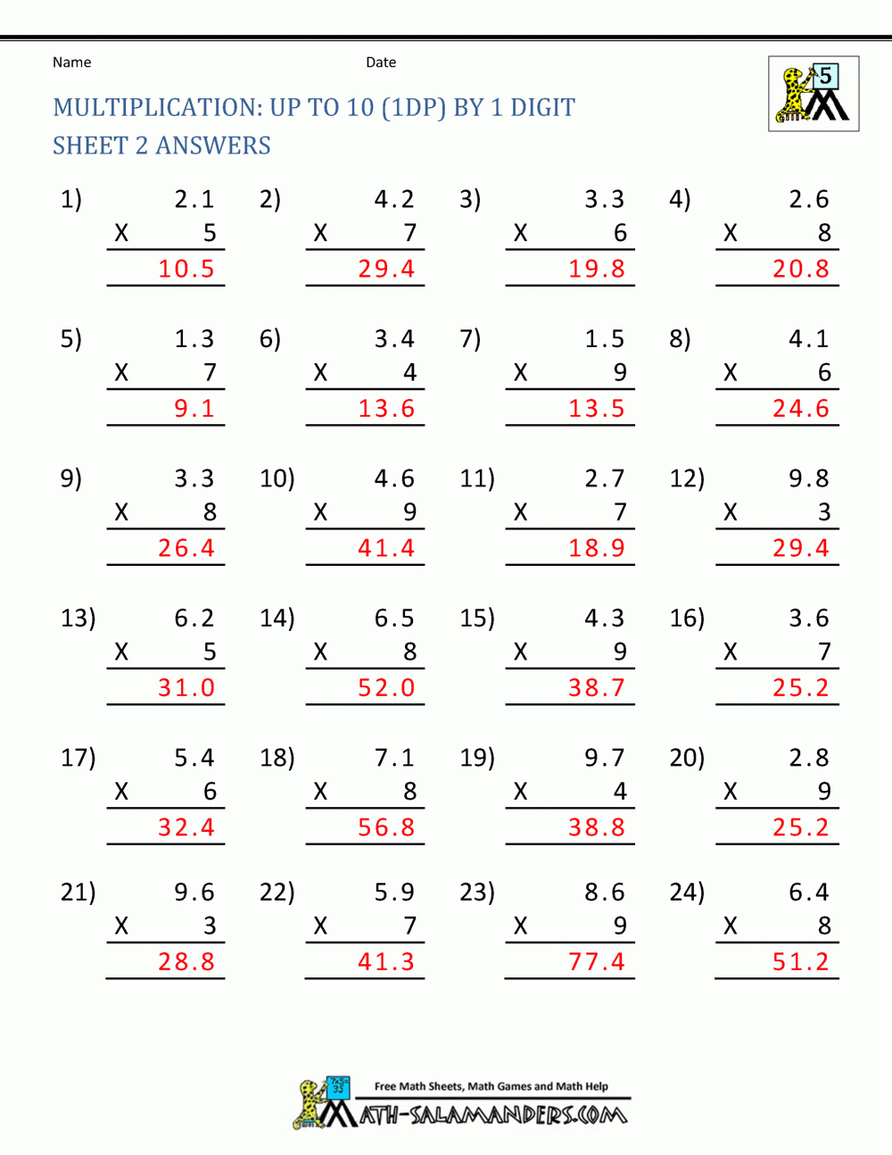 Printable Multiplication Sheets 5Th Grade with Multiplication Worksheets Ks2 Pdf