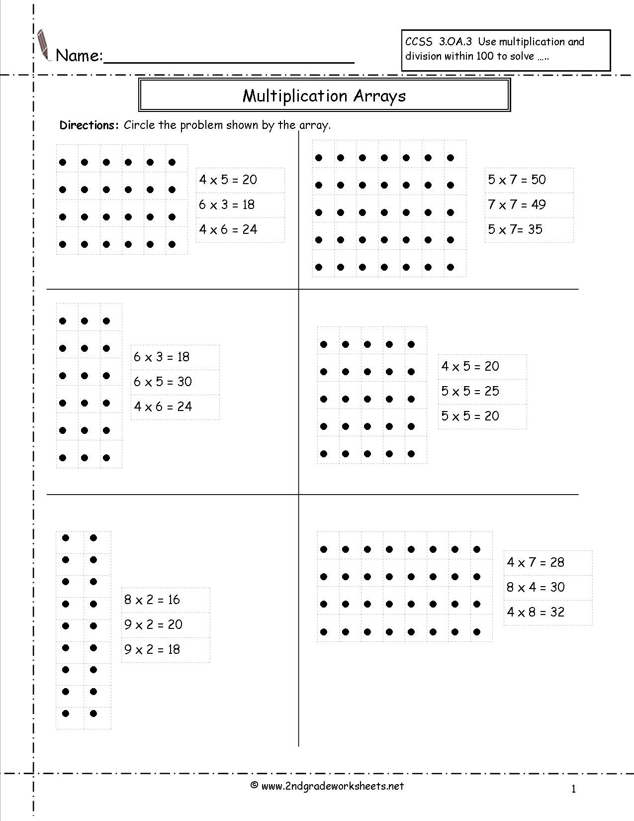Printables 2Nd Grade Multiplication Worksheet Multiplication with regard to Printable Multiplication Array Worksheets