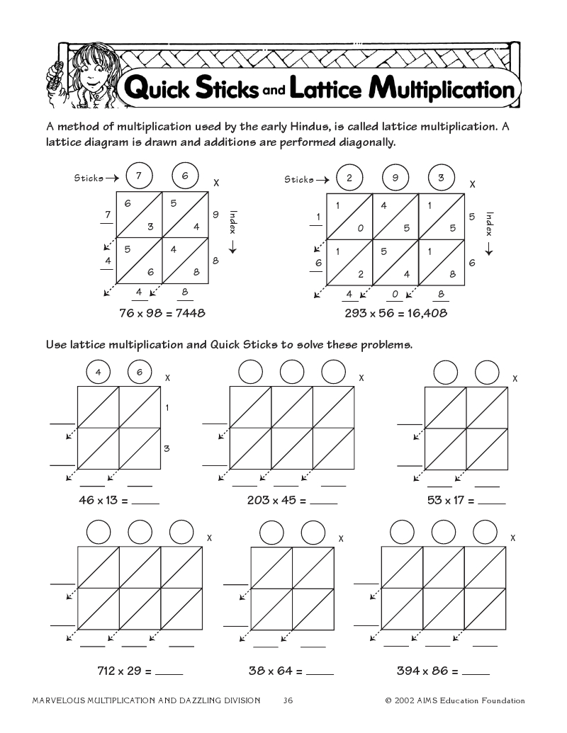 Lattice Multiplication Worksheets 4 By 3