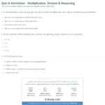 Quiz &amp; Worksheet - Multiplication, Division &amp; Reasoning regarding Worksheets In Multiplication And Division