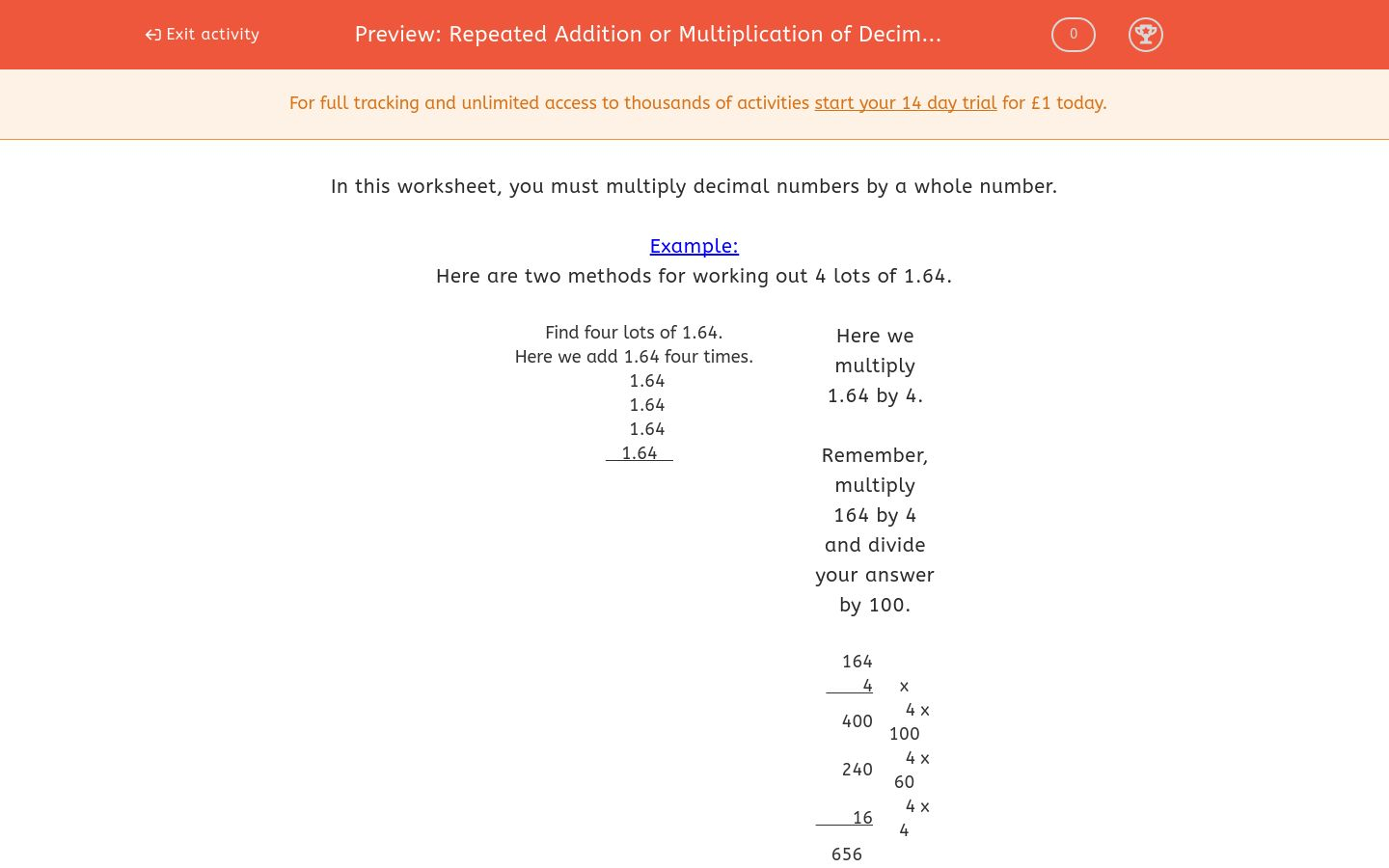 Repeated Addition Or Multiplication Of Decimalsa Whole within Worksheets Multiplication Of Decimals