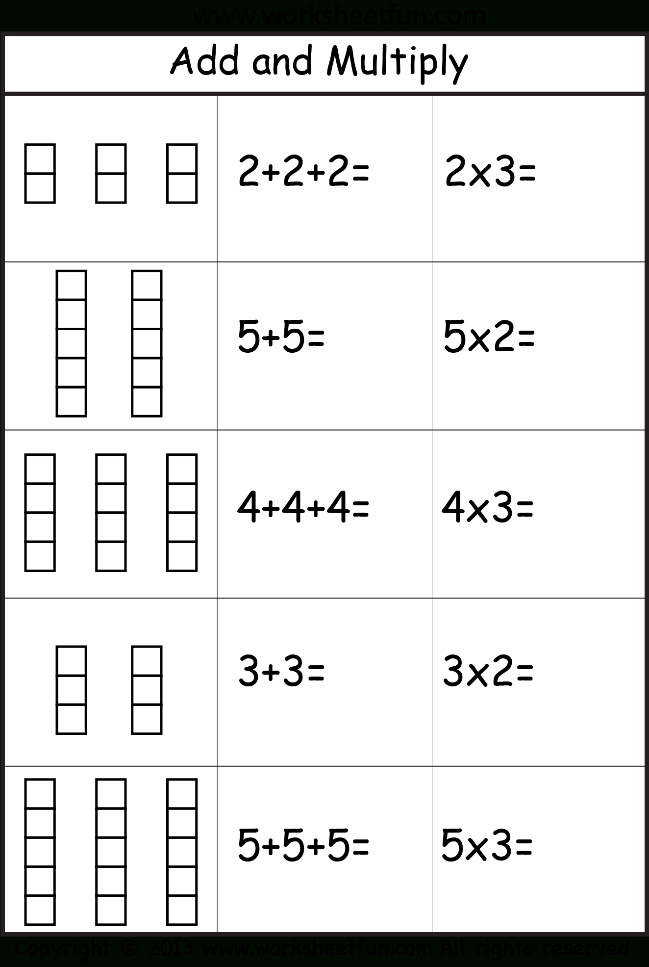 Relationship Between Addition And Multiplication Worksheets