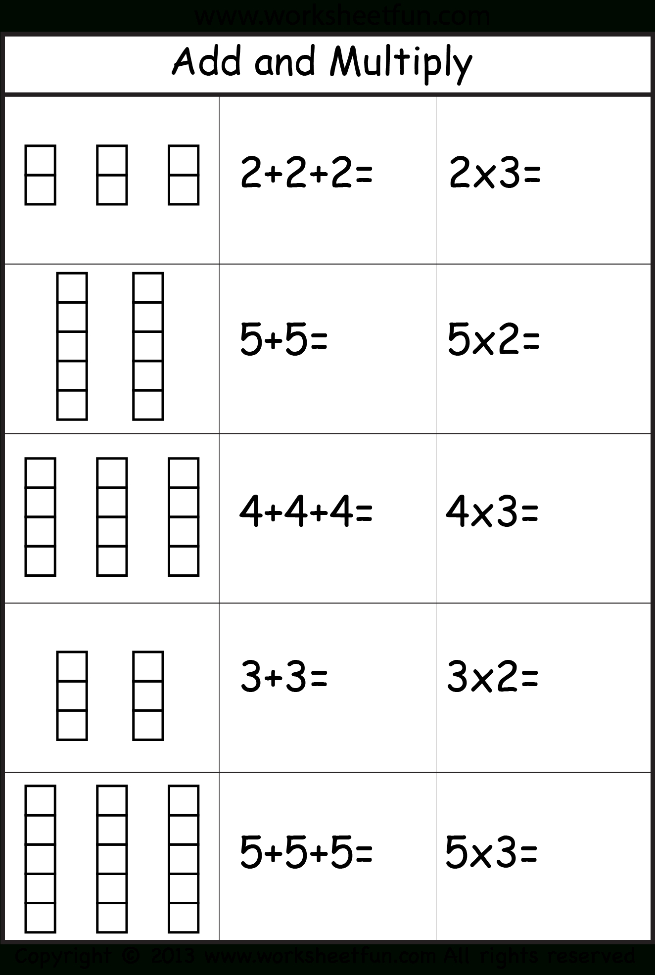 multiplication worksheets repeated addition