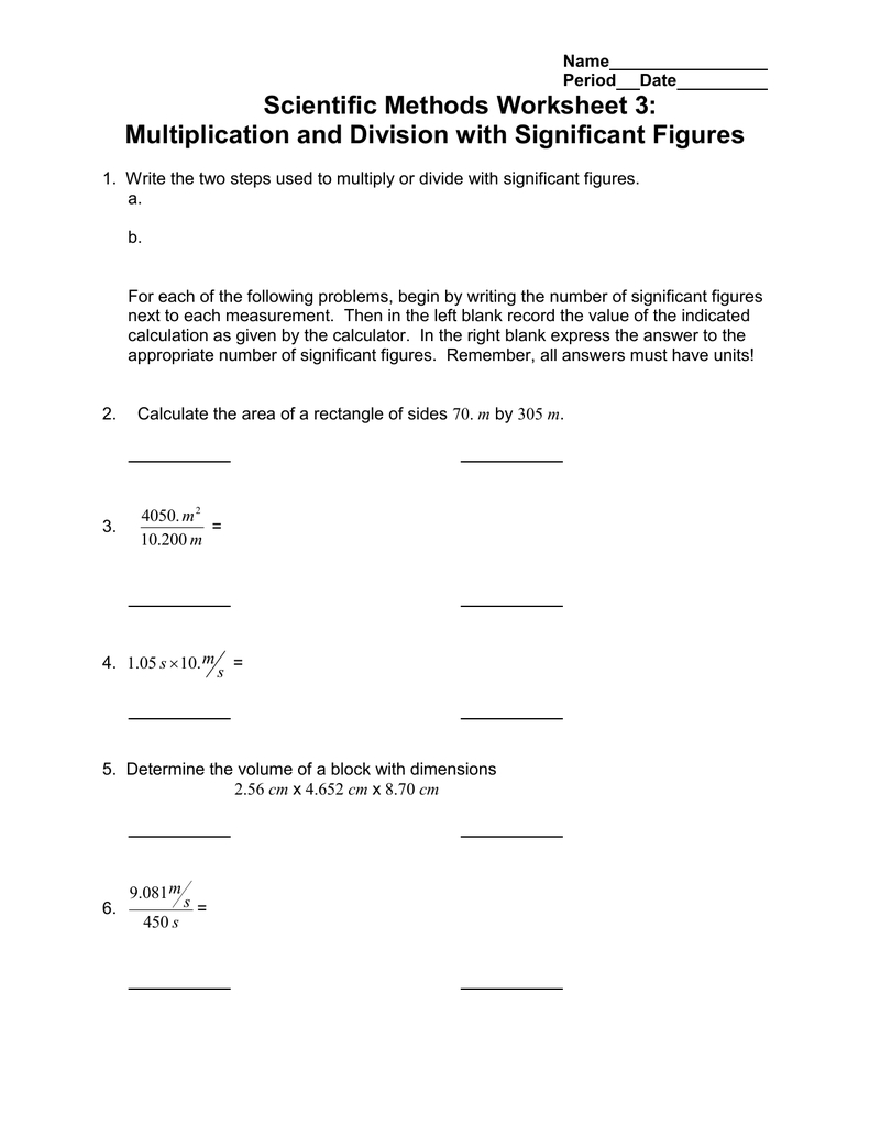 Scientific Methods Worksheet 3: Multiplication And Division With Multiplication Worksheets 8&#039;s And 9&#039;s