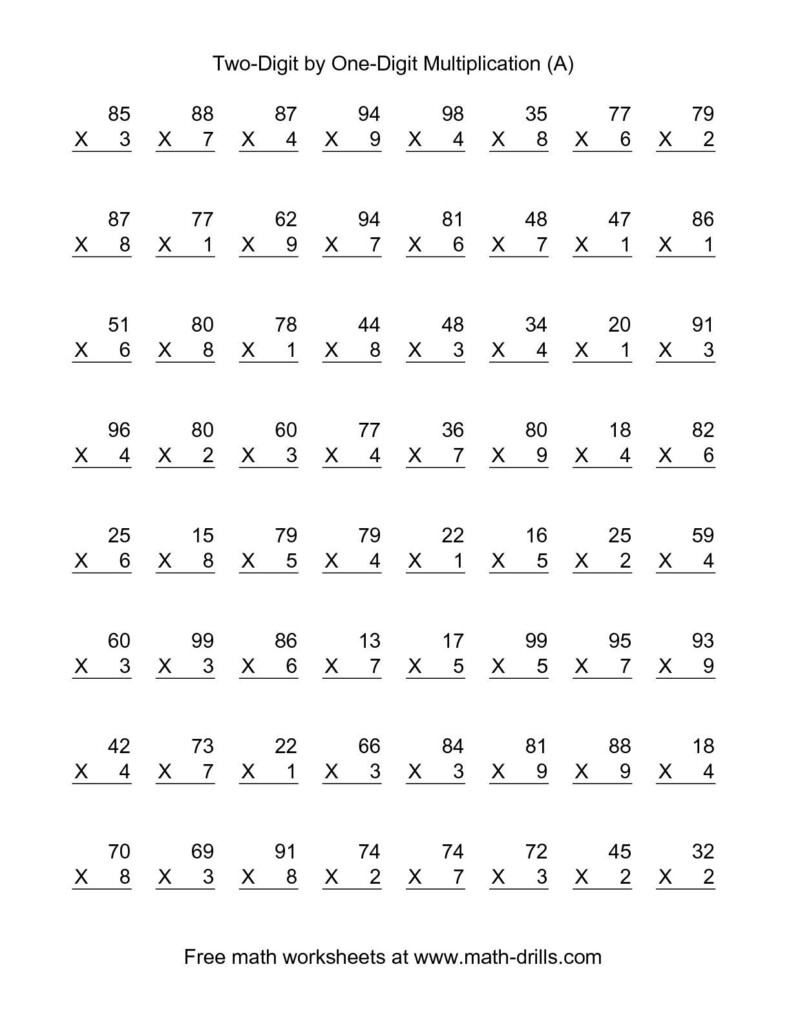 Multiplication Practice Worksheet 4th Grade