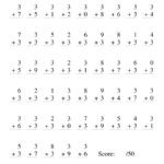 Single Digit Addition -- 50 Vertical Questions -- Adding inside Multiplication Worksheets Vertical