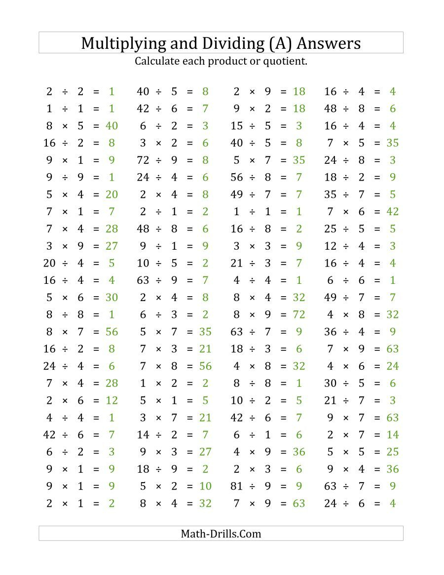 The 100 Horizontal Multiplication/division Questions (Facts pertaining to Multiplication Worksheets Horizontal The 100 Horizontal Multiplication/division Questions (Facts pertaining to Multiplication Worksheets Horizontal