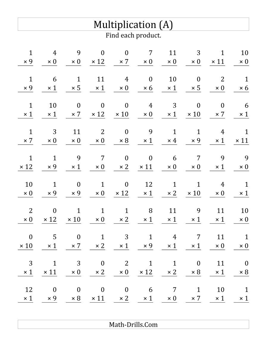 The Multiplying 1 To 120 And 1 (A) Math Worksheet From inside 0 Multiplication Worksheets The Multiplying 1 To 120 And 1 (A) Math Worksheet From inside 0 Multiplication Worksheets