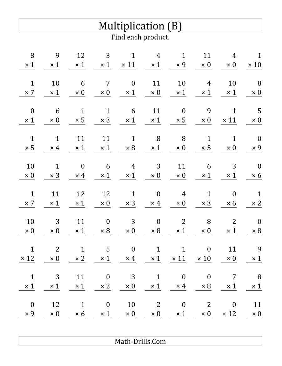 The Multiplying 1 To 120 And 1 (B) Math Worksheet within 0 Multiplication Worksheets