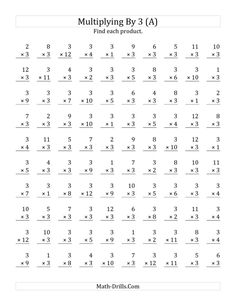 The Multiplying 1 To 123 (A) Math Worksheet From The Inside Multiplication Worksheets 8X
