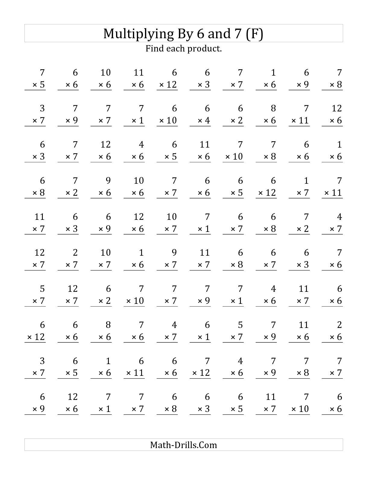 The Multiplying 1 To 126 And 7 (F) Math Worksheet From within Multiplication Worksheets 6-12
