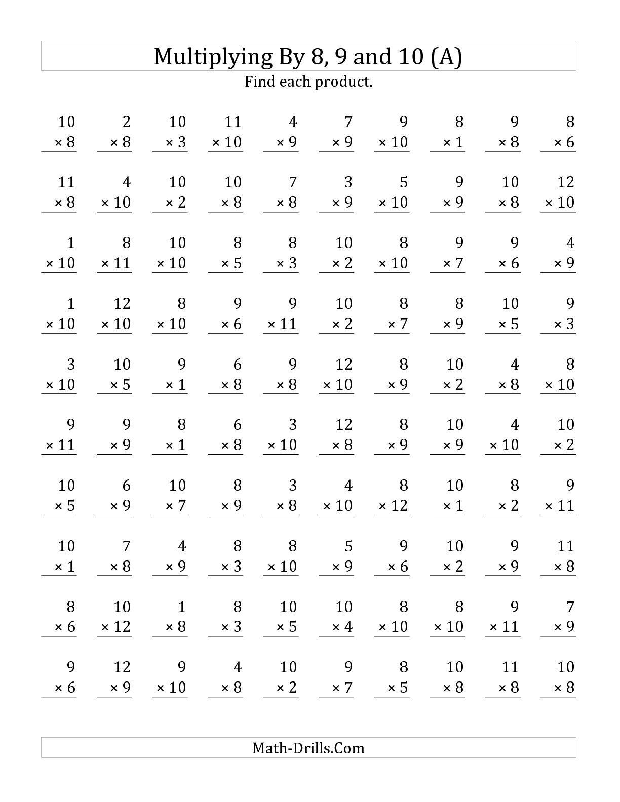 The Multiplying 1 To 128, 9 And 10 (A) | Multiplication within 9 Multiplication Worksheets