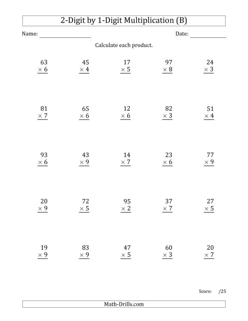 The Multiplying 2 Digit1 Digit Numbers (B) Math Within Multiplication Worksheets Regrouping The Multiplying 2 Digit1 Digit Numbers (B) Math Within Multiplication Worksheets Regrouping