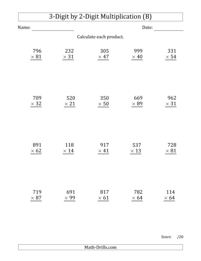 The Multiplying 3 Digit2 Digit Numbers (B) Math Pertaining To Multiplication Worksheets 9Th Grade The Multiplying 3 Digit2 Digit Numbers (B) Math Pertaining To Multiplication Worksheets 9Th Grade