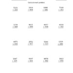 The Multiplying 4-Digit3-Digit Numbers (A) Math inside Multiplication Worksheets Regrouping