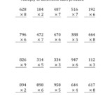 The Multiplying A 3 Digit Numbera 1 Digit Number (Large With Regard To Multiplication Worksheets No Carrying