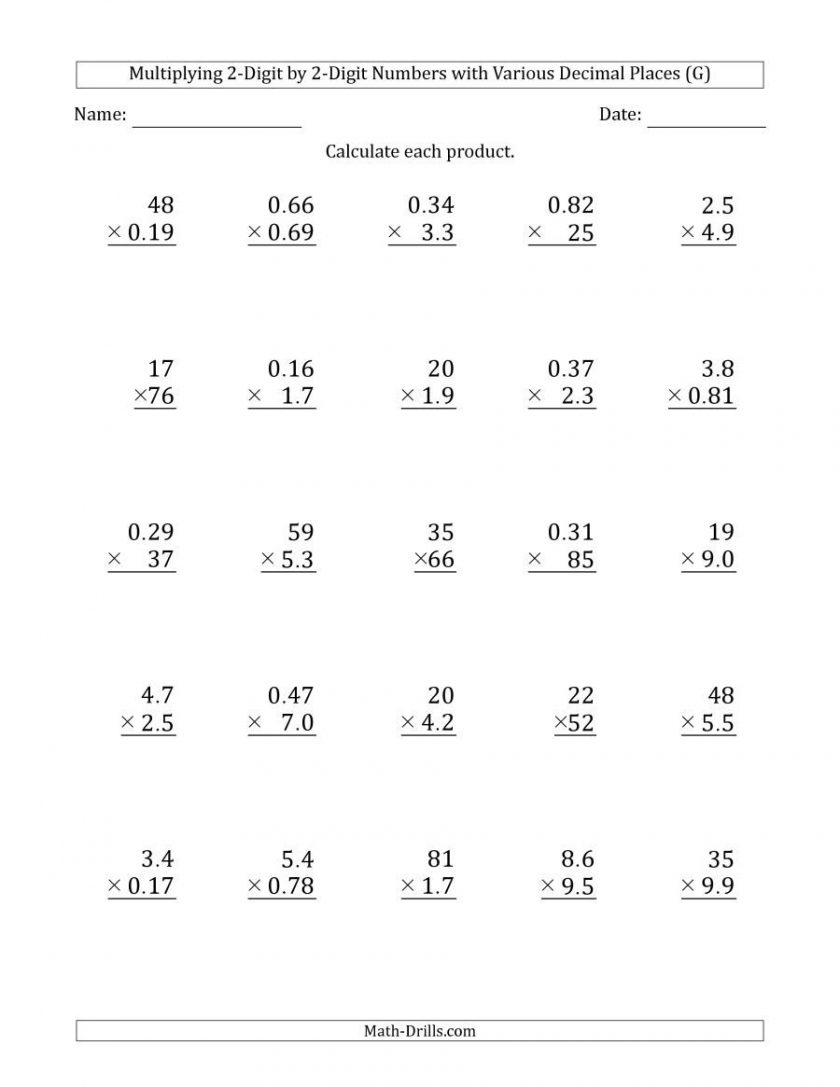 The Multiplying Digit Numbers With Various Math Worksheets for Multiplication Worksheets In Pdf