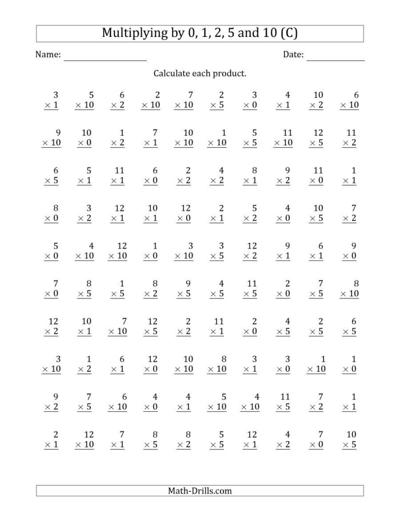 The Multiplyinganchor Facts 0, 1, 2, 5 And 10 (Other For Printable Multiplication Worksheets 0 10 The Multiplyinganchor Facts 0, 1, 2, 5 And 10 (Other For Printable Multiplication Worksheets 0 10